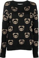 (Women) MOSCHINO FW22 Black Bear Print Wool Pullover Sweater. V0921-5401-1555 (Women) MOSCHINO FW22 Black Bear Print Wool Pullover Sweater. V0921-5401-1555