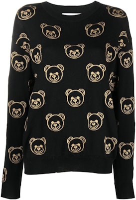 (W) 모스키노 FW22 블랙 베어 프린트 울 풀오버 스웨터. V0921-5401-1555 Buy (W) 모스키노 FW22 블랙 베어 프린트 울 풀오버 스웨터. V0921-5401-1555