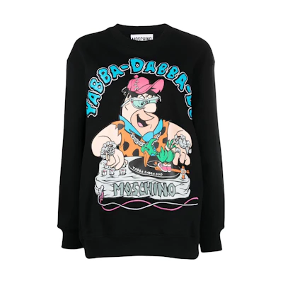 (Women) MOSCHINO FW22 Black Cotton Cartoon Print Crewneck Sweatshirt. A1799-6028-1555
