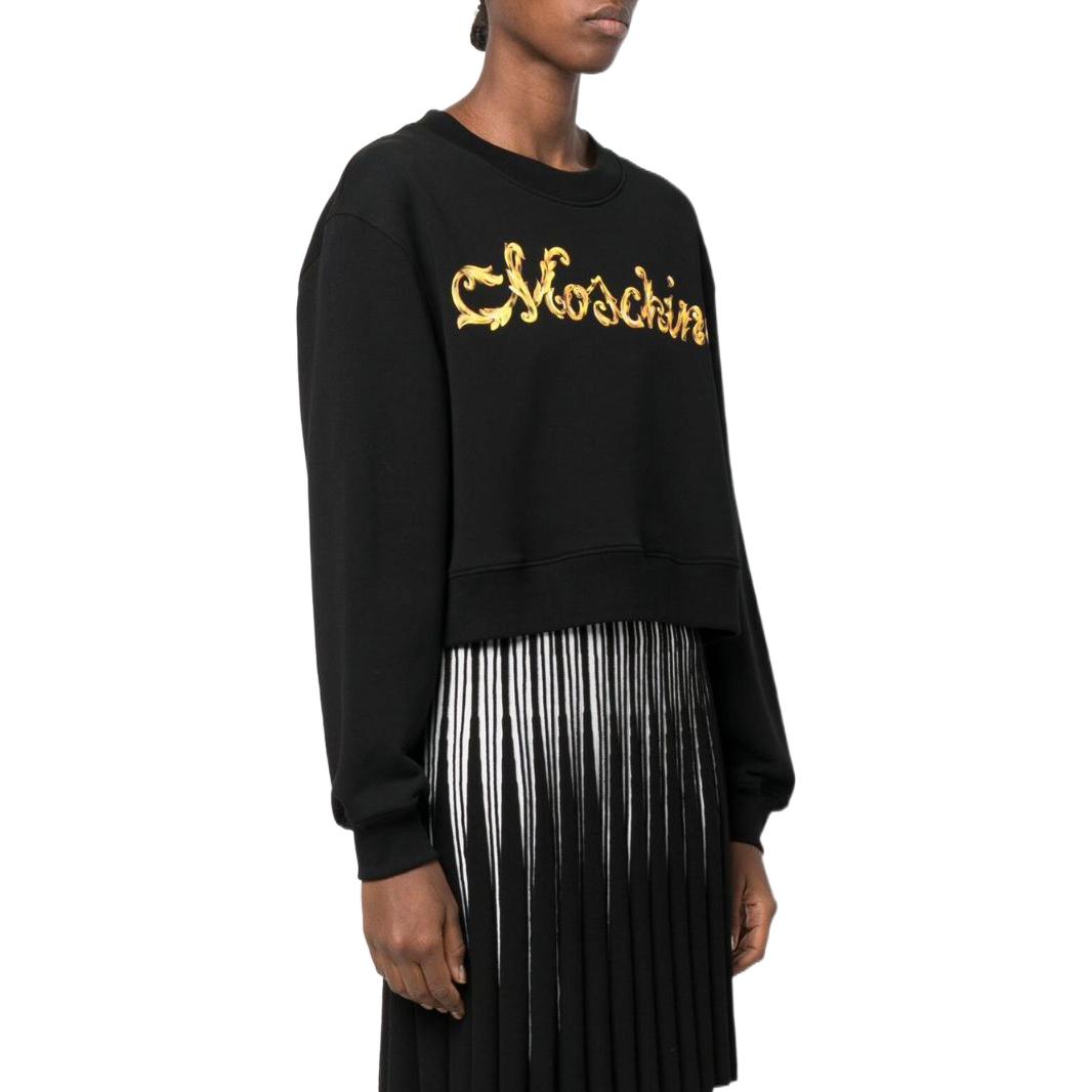 (Women) MOSCHINO FW22  Black Crewneck Sweatshirt with Solid Logo Print. A1702-5428-3555 圖 5