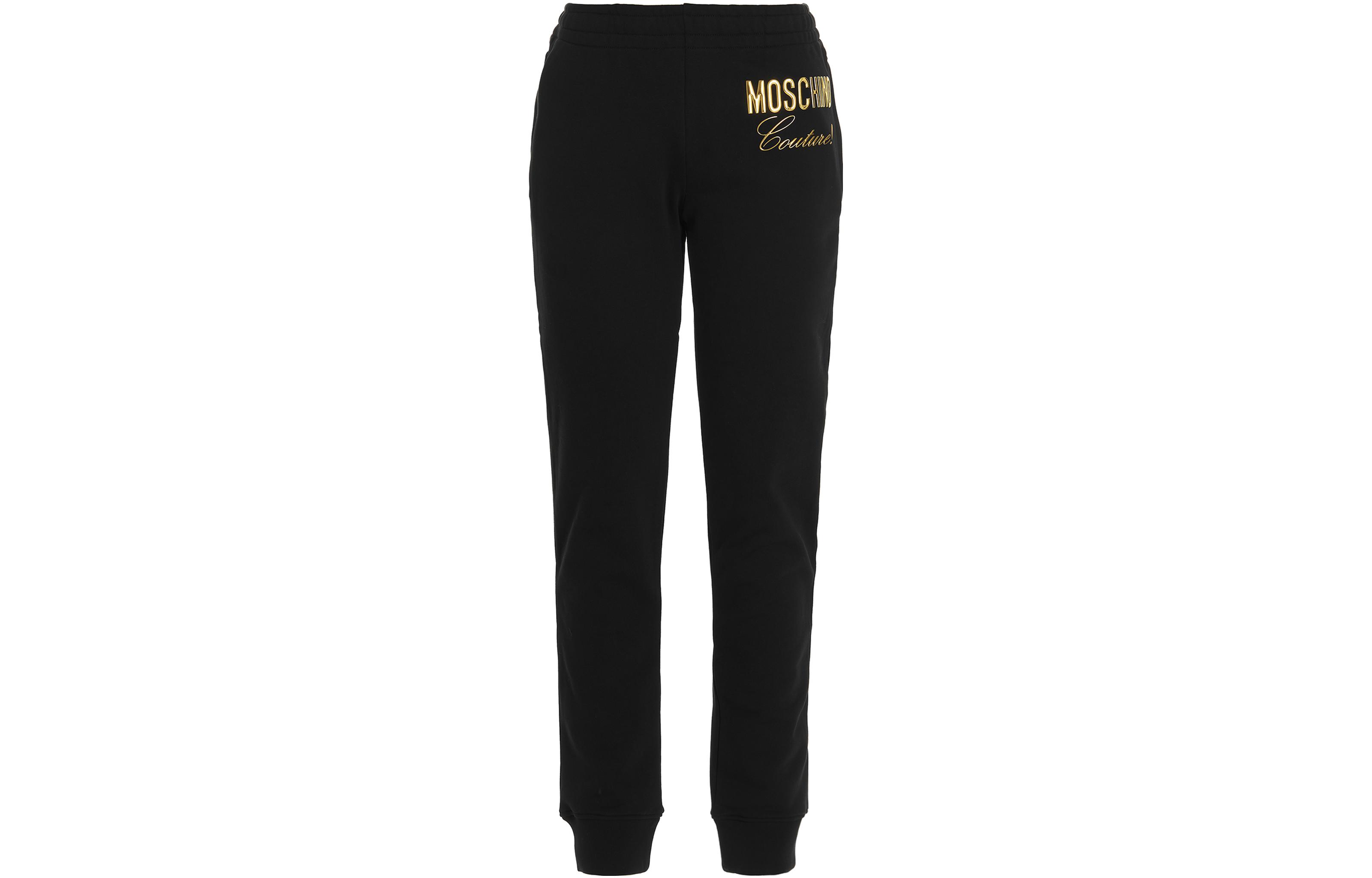 Order (W) 모스키노 FW22 블랙 레터 프린트 엘라스틱 웨이스트 조거 팬츠 캐주얼. A0317-5428-2555