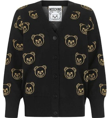 (W) 모스키노 FW22 블랙 울 니트 가디건 카툰 곰 디자인. V0924-5401-1555 Buy (W) 모스키노 FW22 블랙 울 니트 가디건 카툰 곰 디자인. V0924-5401-1555