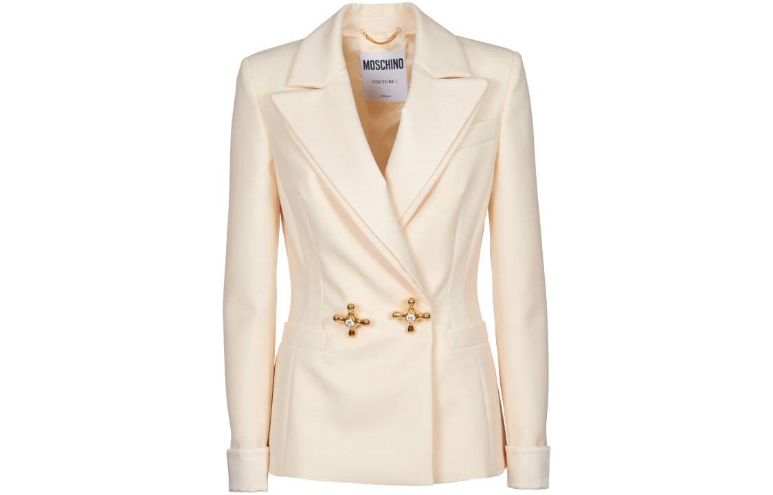 (Women) MOSCHINO FW22  Double-Breasted Blazer in Off-White. DJ0517-5420-2005