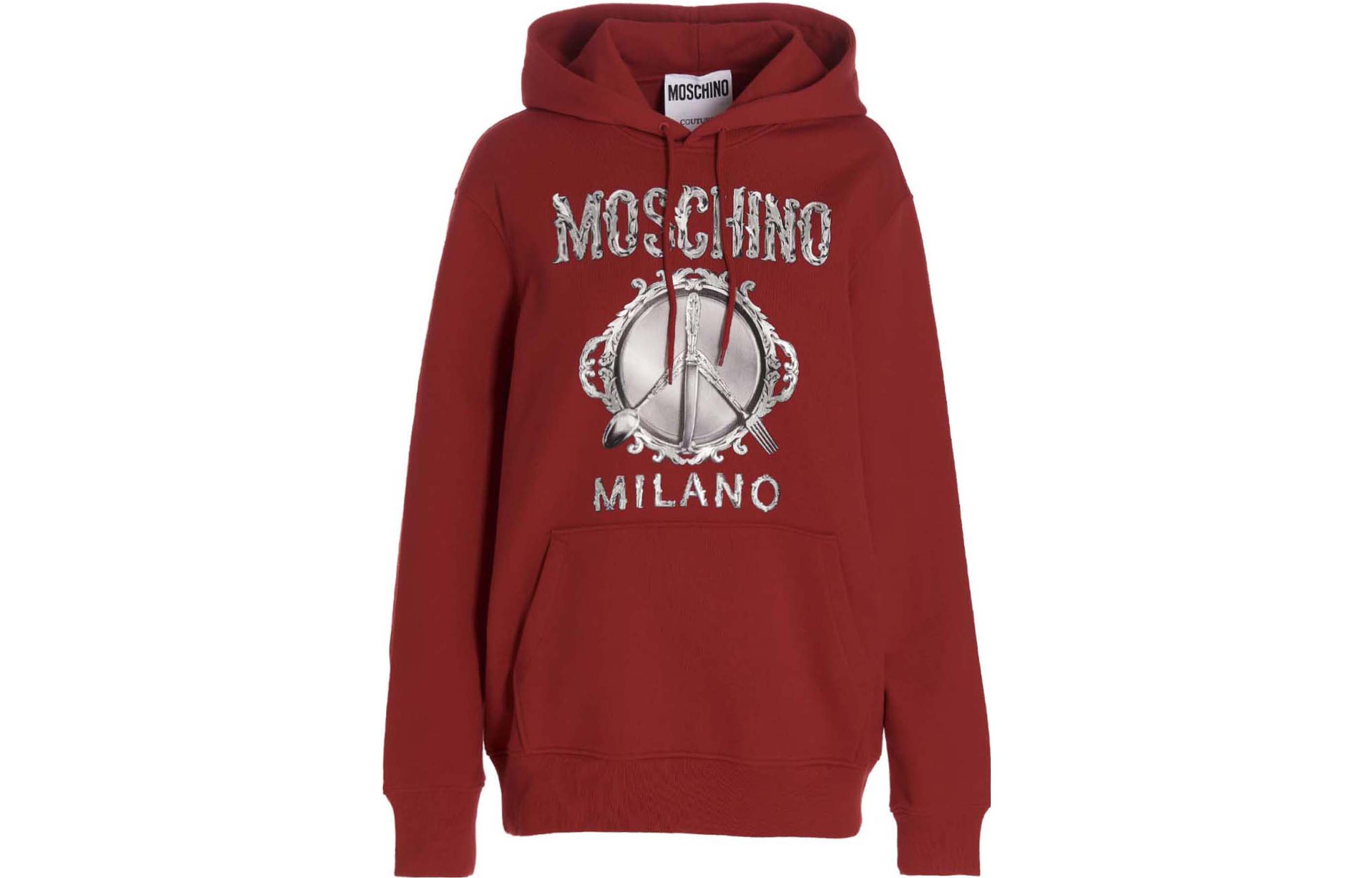 (Women) MOSCHINO FW22  Red Graphic Logo Print Oversized Hoodie. A1703-5428-1115