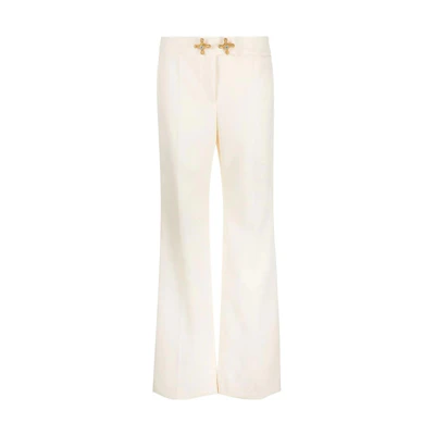 (Women) MOSCHINO FW22 White Straight-Leg Pants with Metallic Accents. J030154200005