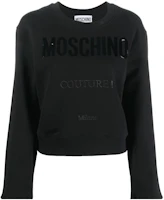 (Women) Moschino FW22 Black Crewneck Sweatshirt with Logo Embroidery A1716-5528-4555 (Women) Moschino FW22 Black Crewneck Sweatshirt with Logo Embroidery A1716-5528-4555