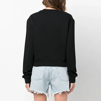 (Women) Moschino FW22 Black Crewneck Sweatshirt with Logo Embroidery A1716-5528-4555 Shop (Women) Moschino FW22 Black Crewneck Sweatshirt with Logo Embroidery A1716-5528-4555