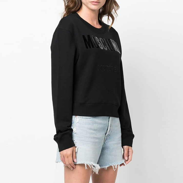 Purchase (Women) Moschino FW22 Black Crewneck Sweatshirt with Logo Embroidery A1716-5528-4555