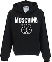 (Women) Moschino FW22 Black Hoodie with Large Logo Smiley Print A1703-5528-2555 (Women) Moschino FW22 Black Hoodie with Large Logo Smiley Print A1703-5528-2555