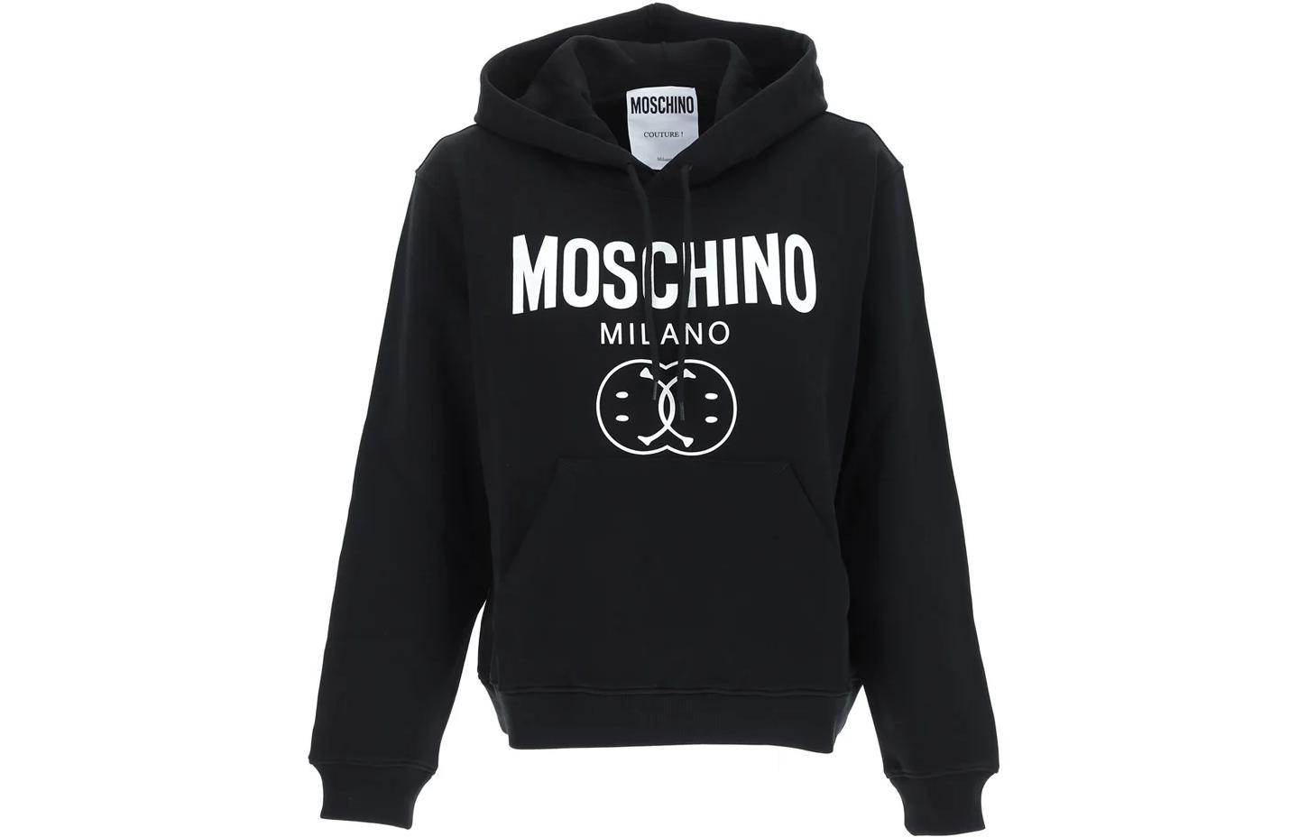 Order (Women) Moschino FW22 Black Hoodie with Large Logo Smiley Print A1703-5528-2555