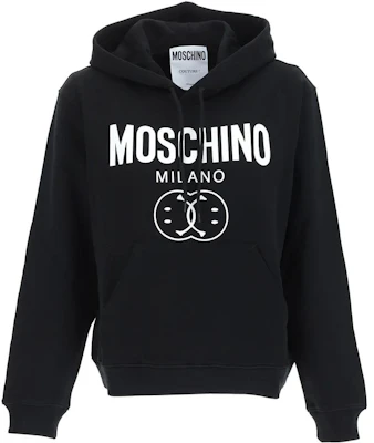 (Women) Moschino FW22 Black Hoodie with Large Logo Smiley Print A1703-5528-2555 Order (Women) Moschino FW22 Black Hoodie with Large Logo Smiley Print A1703-5528-2555