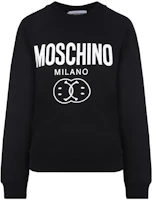 (Women) Moschino FW22 Black Smiley Logo Cotton Crewneck Sweatshirt A1704-5528-2555 (Women) Moschino FW22 Black Smiley Logo Cotton Crewneck Sweatshirt A1704-5528-2555