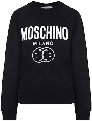 (Women) Moschino FW22 Black Smiley Logo Cotton Crewneck Sweatshirt A1704-5528-2555 Order (Women) Moschino FW22 Black Smiley Logo Cotton Crewneck Sweatshirt A1704-5528-2555