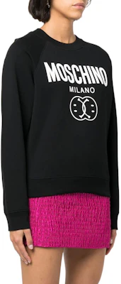 (Women) Moschino FW22 Black Smiley Logo Cotton Crewneck Sweatshirt A1704-5528-2555 Details for (Women) Moschino FW22 Black Smiley Logo Cotton Crewneck Sweatshirt A1704-5528-2555
