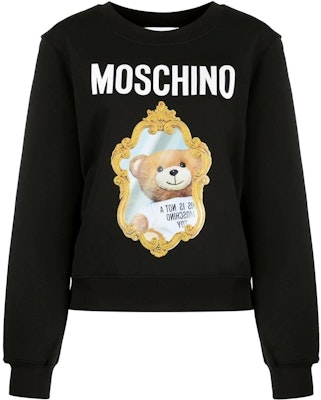 (W) 모스키노 FW22 만화 로고 프린트 크루넥 스웻셔츠 블랙 여성용 V1715-5428-7555 Buy (W) 모스키노 FW22 만화 로고 프린트 크루넥 스웻셔츠 블랙 여성용 V1715-5428-7555