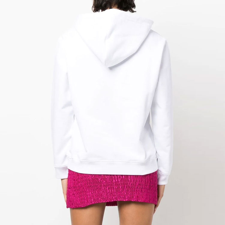 Shop (Women) Moschino FW22 Graphic Print Pullover Hoodie Women’s White A1703-5528-2001