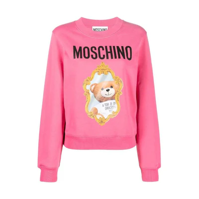 (Women) Moschino FW22 Pink Teddy Bear Logo Print Long Sleeve Sweatshirt for Women V1715-5428-7211