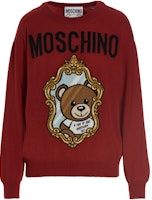 (Women) MOSCHINO FW22 Red Wool Sweater with Logo Bear Design. V0923-5401-2115 (Women) MOSCHINO FW22 Red Wool Sweater with Logo Bear Design. V0923-5401-2115
