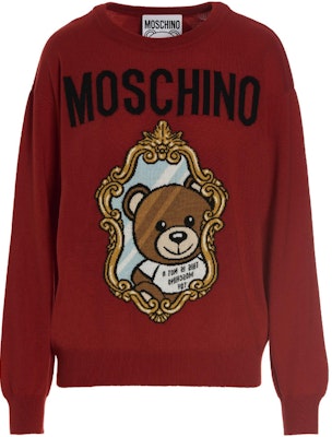 (W) モスキーノ FW22 レッド ウールセーター ロゴベアデザイン入り. V0923-5401-2115 Order (W) モスキーノ FW22 レッド ウールセーター ロゴベアデザイン入り. V0923-5401-2115