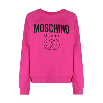 (Women) Moschino FW22 Smiley Logo Print Sweatshirt Women’s Hot Pink A1704-5528-2244
