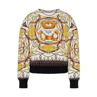 (Women) MOSCHINO FW22 Teddy Bear Print Crewneck Pullover Sweatshirt Brown (). AEF222E-0A17055527-1003