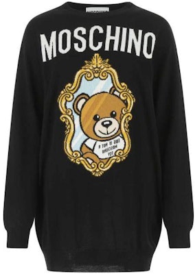 (W) 모스키노 FW22 테디 레터 니트 스웨터 드레스 여성용 블랙 V0494-5401-2555 Buy (W) 모스키노 FW22 테디 레터 니트 스웨터 드레스 여성용 블랙 V0494-5401-2555