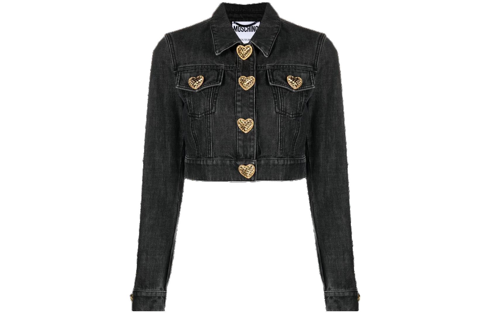Order (W) Chaqueta Vaquera Negra MOSCHINO FW23 con Diseño de Cuello. A0514-5423-0555
