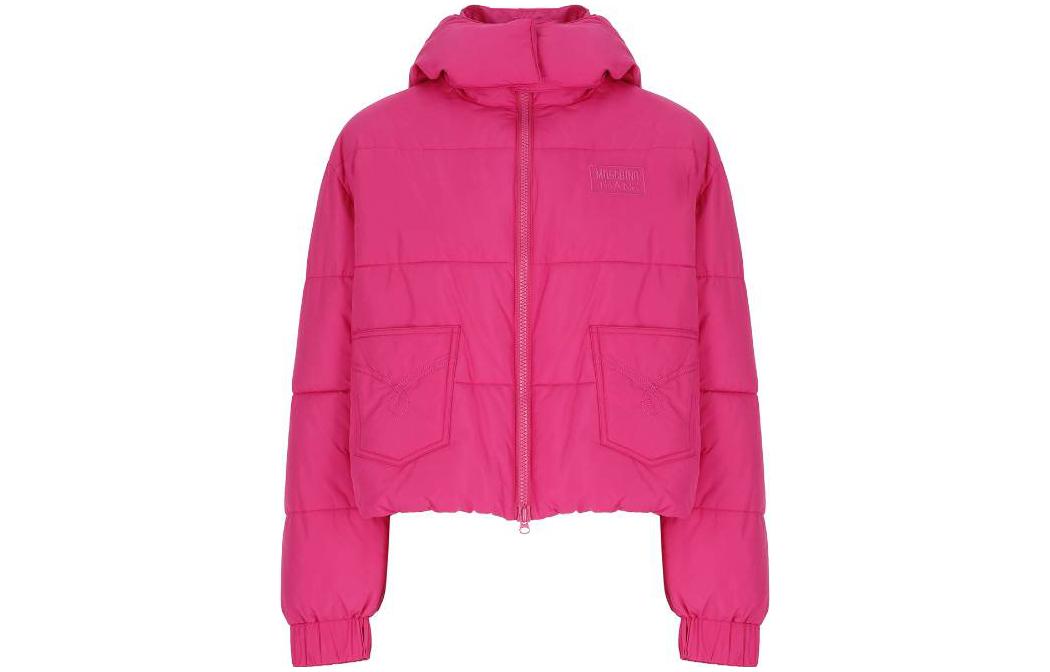 (Women) MOSCHINO FW23  Solid Color Hooded Zip Jacket Purple Red. A0609-8720-0244