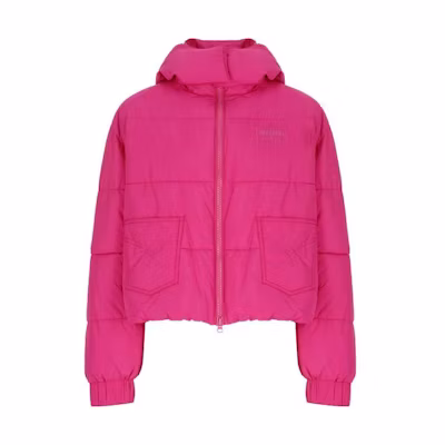 (Women) MOSCHINO FW23 Solid Color Hooded Zip Jacket Purple Red. A0609-8720-0244