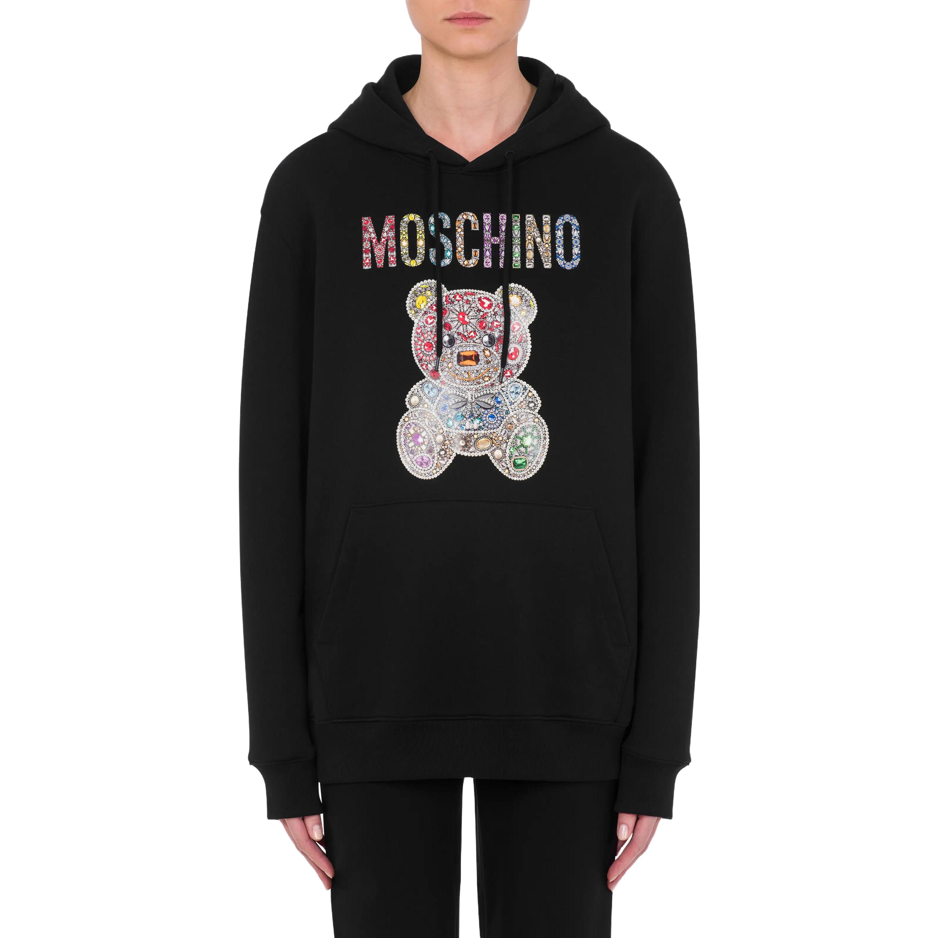 Shop (W) 모스키노 FW23 주얼 테디베어 후디 블랙 풀오버. A1708-5428-1555