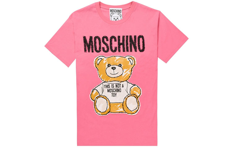 (Women) MOSCHINO Graffiti Teddy Bear Embroidered Loose Fit T-Shirt Women - Pink. V0710-0440-6209