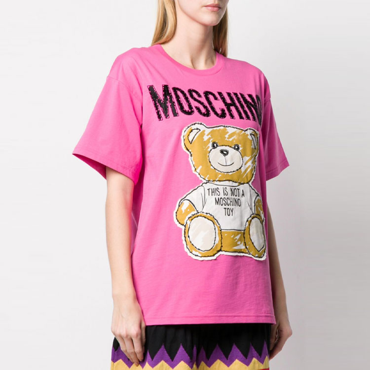Shop (W) MOSCHINO 塗鴉泰迪熊刺繡寬鬆短袖T恤 女款 - 粉色 V0710-0440-6209