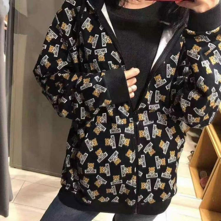Details for (Women) Moschino Letter Bear Zip Hoodie Jacket Black ZT1705-9005-1555