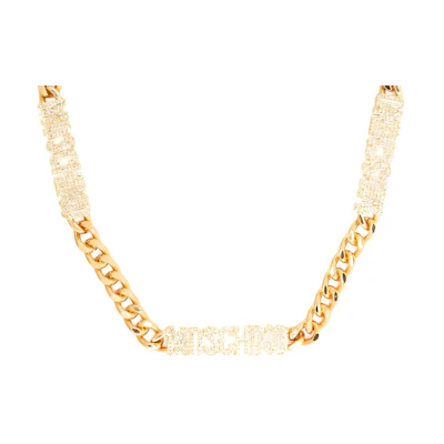 (Women) MOSCHINO Logo Chain Necklace for Women - Brass, Zinc Alloy, PU, Gold. A91668413