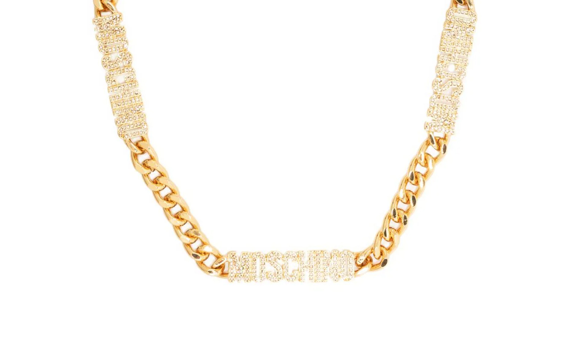 Order (W) Kalung Rantai Logo MOSCHINO Wanita - Kuningan, Zinc Alloy, PU, Emas. A91668413