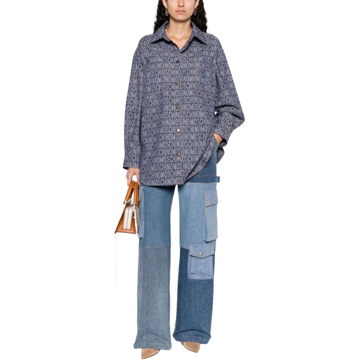 Lookbook (W) モスキーノ ロゴ ジャカード シングルブレスト デニムシャツ ネイビーブルー A0203-7723-1290