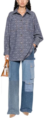 (W) モスキーノ ロゴ ジャカード シングルブレスト デニムシャツ ネイビーブルー A0203-7723-1290 Lookbook (W) モスキーノ ロゴ ジャカード シングルブレスト デニムシャツ ネイビーブルー A0203-7723-1290