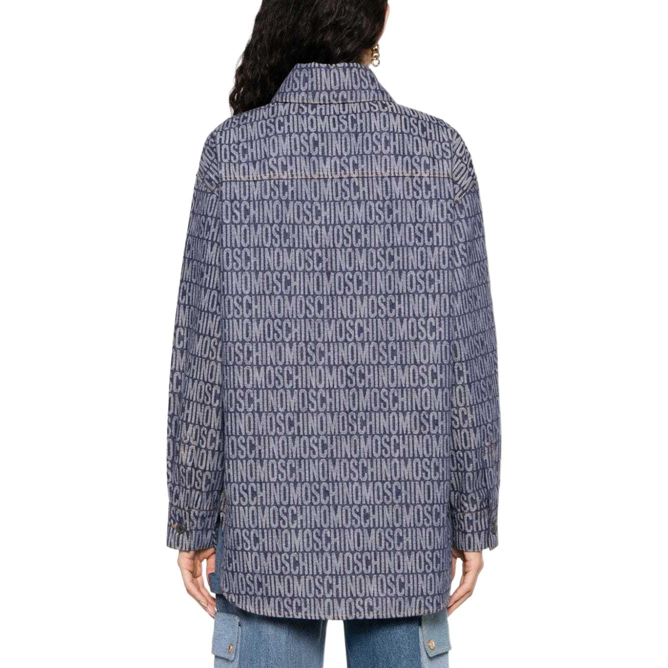Shop (W) モスキーノ ロゴ ジャカード シングルブレスト デニムシャツ ネイビーブルー A0203-7723-1290