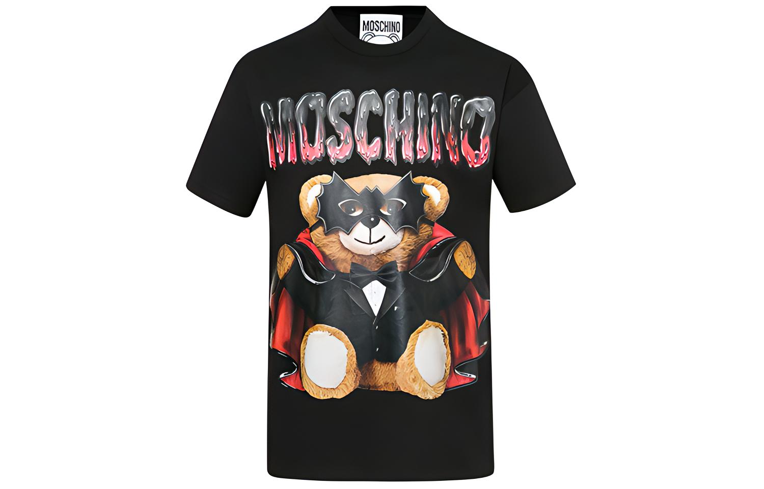 (Women) MOSCHINO Masked Teddy Bear Graphic T-Shirt  Black. A0712-0540-1555