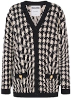 (Women) MOSCHINO Morphed Pied De Poule Stretch Cardigan Black Knitted Sweater. A0905-5402-1555 (Women) MOSCHINO Morphed Pied De Poule Stretch Cardigan Black Knitted Sweater. A0905-5402-1555