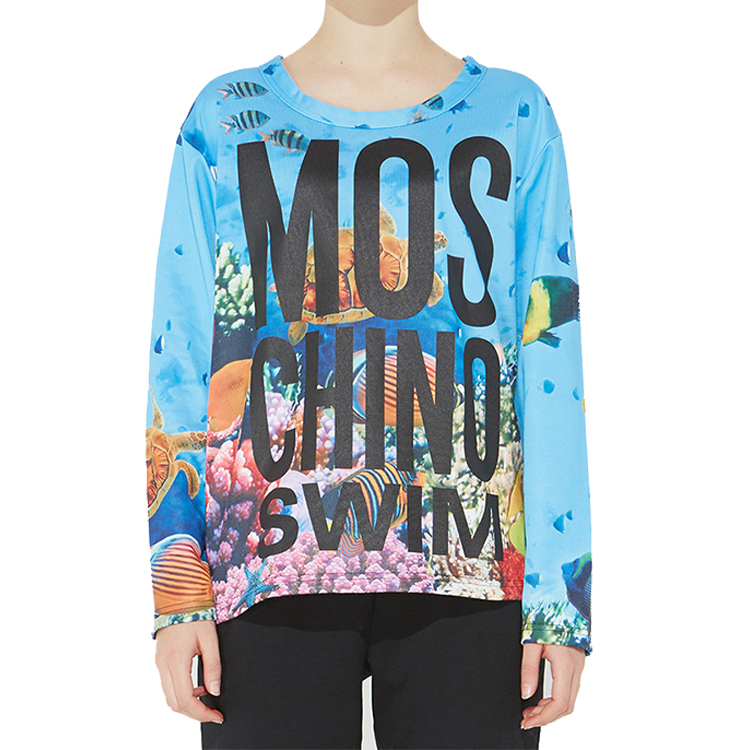 Purchase (Women) Moschino Ocean Logo Lettering Sweatshirt Deep Sky Blue 2-V1707-2119-1278