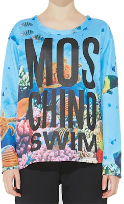 (Women) Moschino Ocean Logo Lettering Sweatshirt Deep Sky Blue 2-V1707-2119-1278 Purchase (Women) Moschino Ocean Logo Lettering Sweatshirt Deep Sky Blue 2-V1707-2119-1278