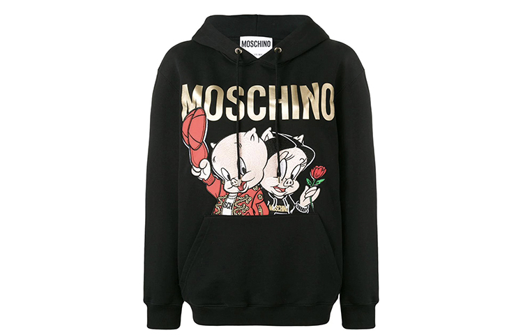 (Women) Moschino Porky Pig Embroidered Black Hoodie A1779-1027-1555 圖 2