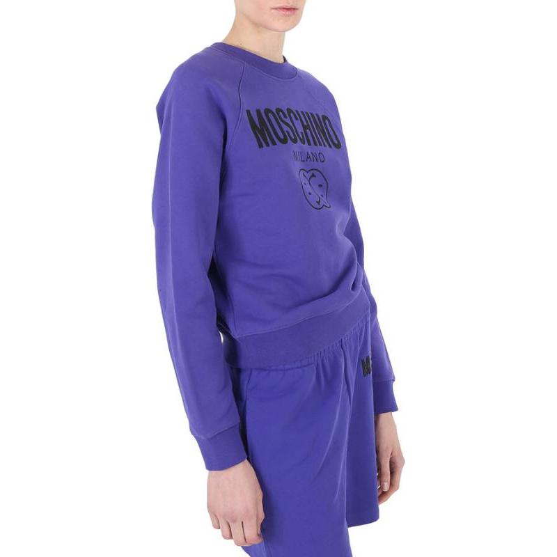 Shop (Women) Moschino Smiley Logo Crewneck Long Sleeve Sweatshirt Women’s Purple A1704-5528-2278