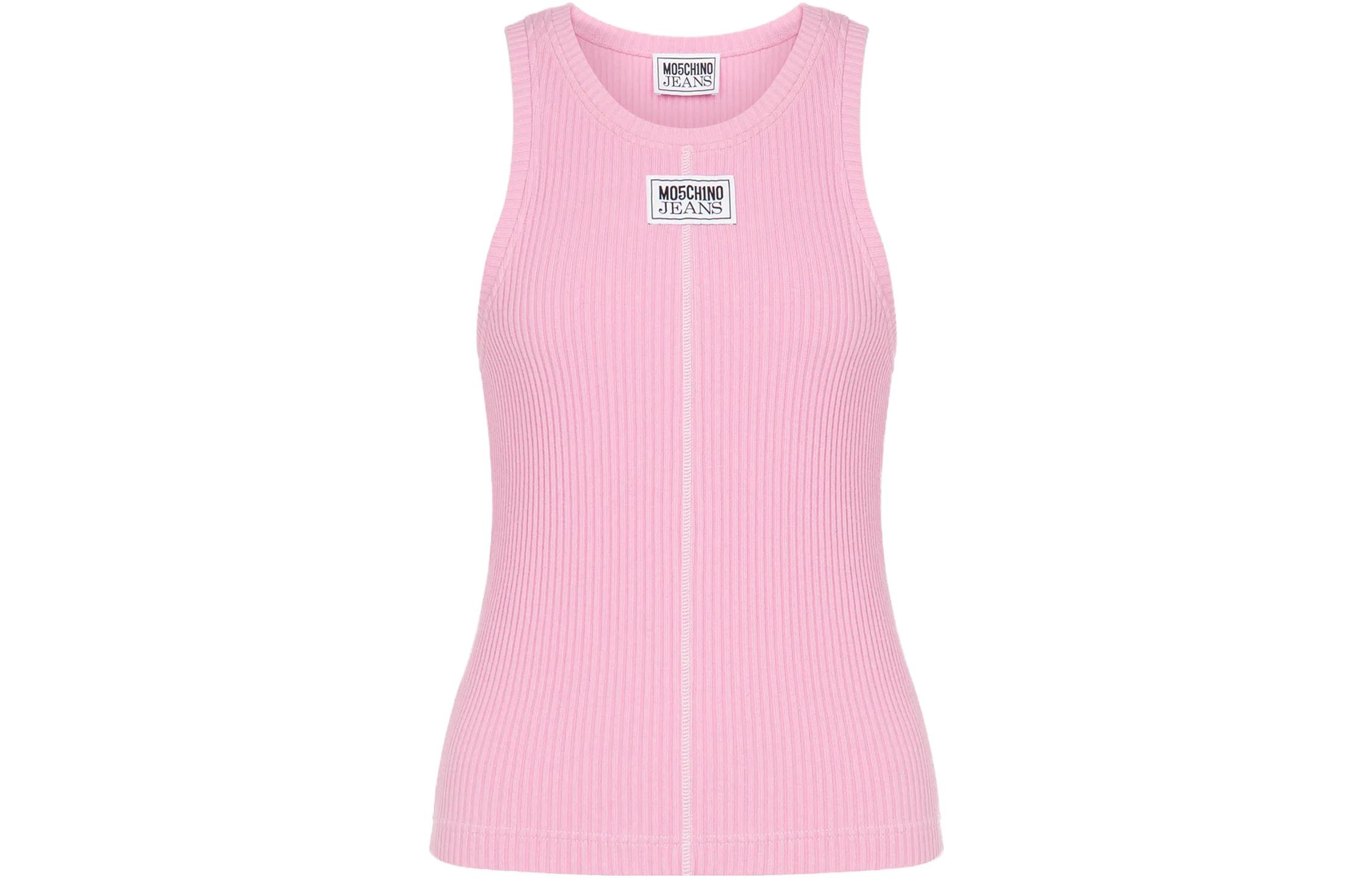 (Women) Moschino Solid Ribbed Crew Neck Tank Top Women 0809-8266-1221