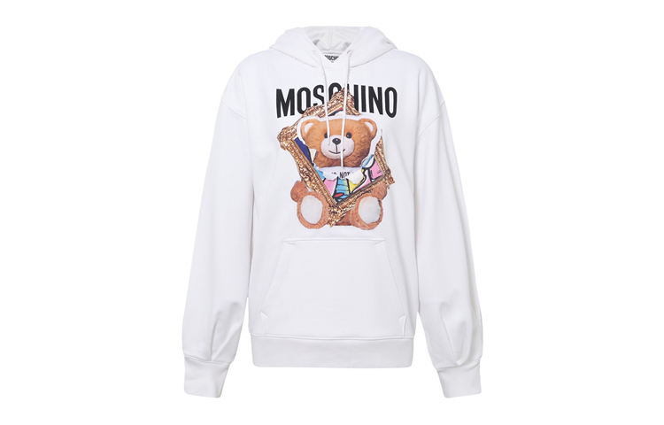 (Women) Moschino SS20 Frame Bear Oversized Hoodie White MOS171004271001