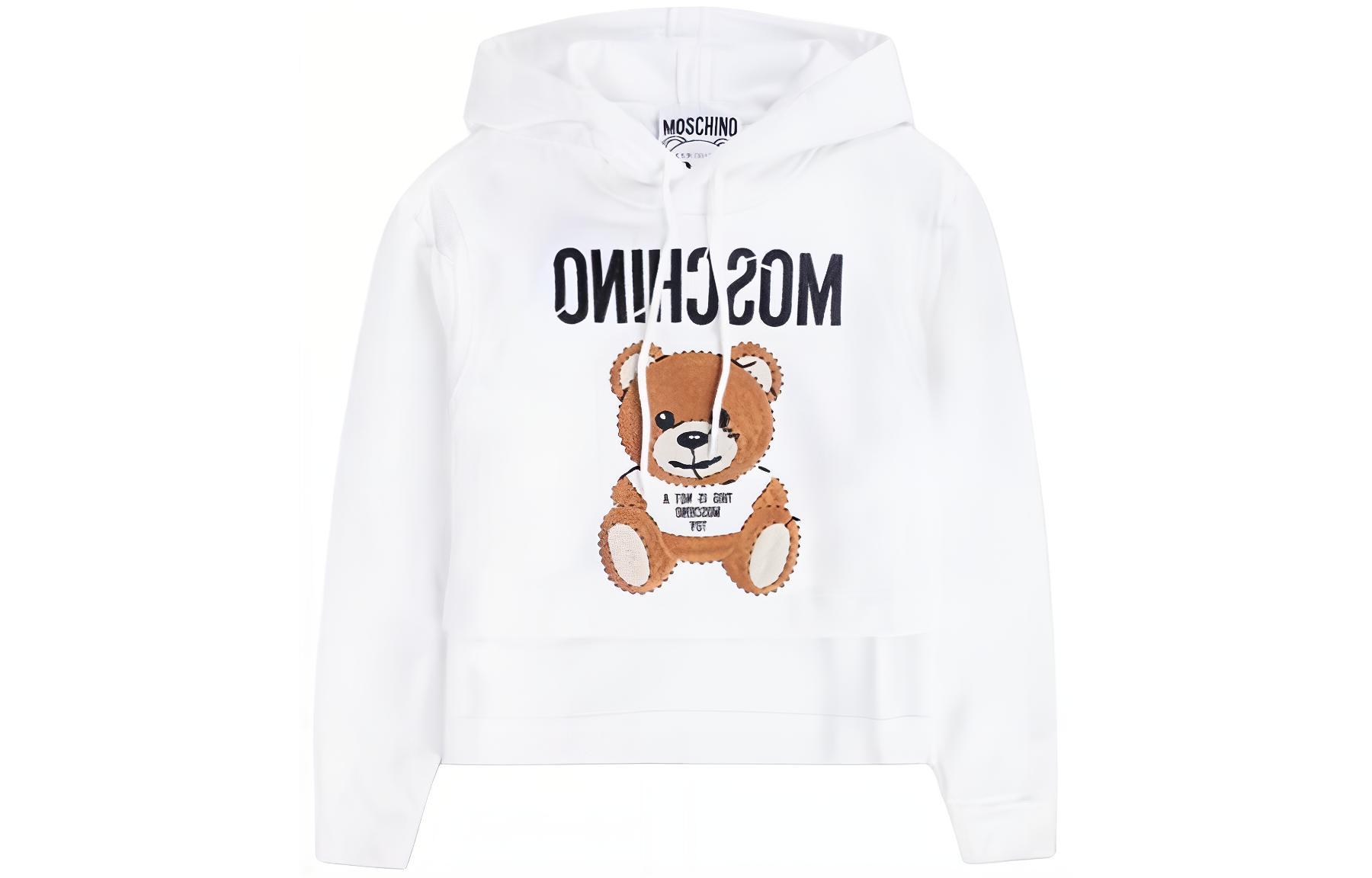 (Women) MOSCHINO SS20 Fun Teddy Print White 3/4 Sleeve Cartoon Sweatshirt Women. 171104271001