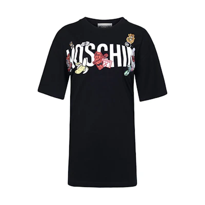 (Women) MOSCHINO SS21 Black Cotton Logo T-Shirt. A0711-0540-J1555