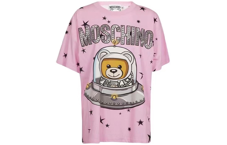 (Women) MOSCHINO SS21  Pink Teddy Bear Graphic T-Shirt. V0703-5440-1221