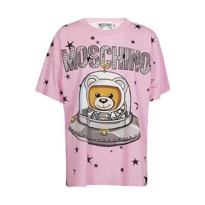 (Women) MOSCHINO SS21 Pink Teddy Bear Graphic T-Shirt. V0703-5440-1221